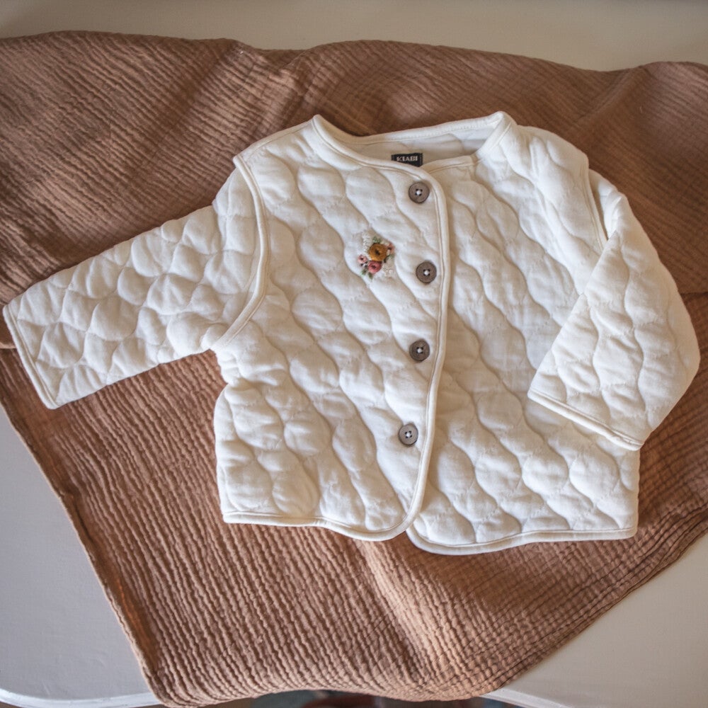 Crème baby vestje met borduursel | Maat 68