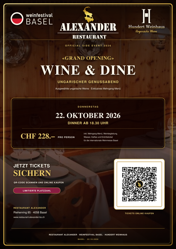 Grand Opening» Wine & Dine – Ungarischer Genussabend
