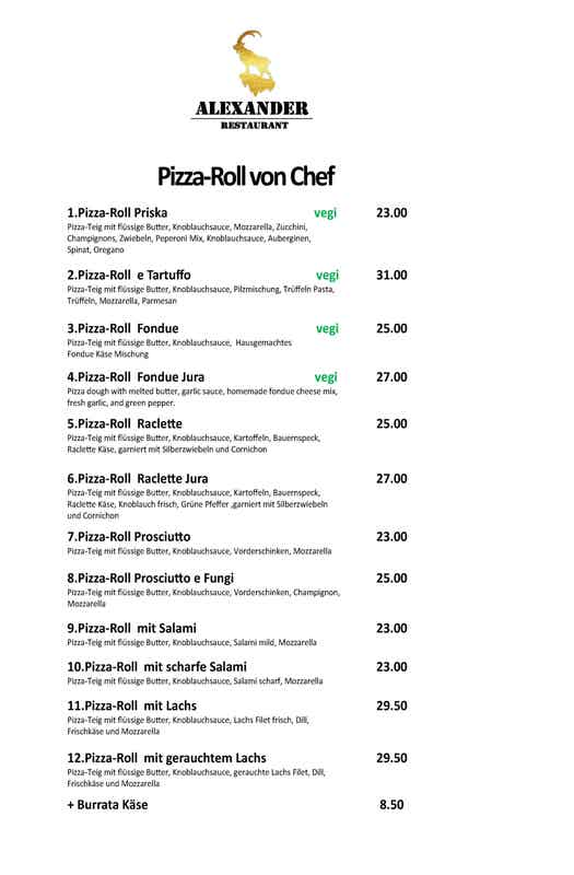 Speisekarte | Restaurant Alexander Basel – Schweizer, Ukrainische ...