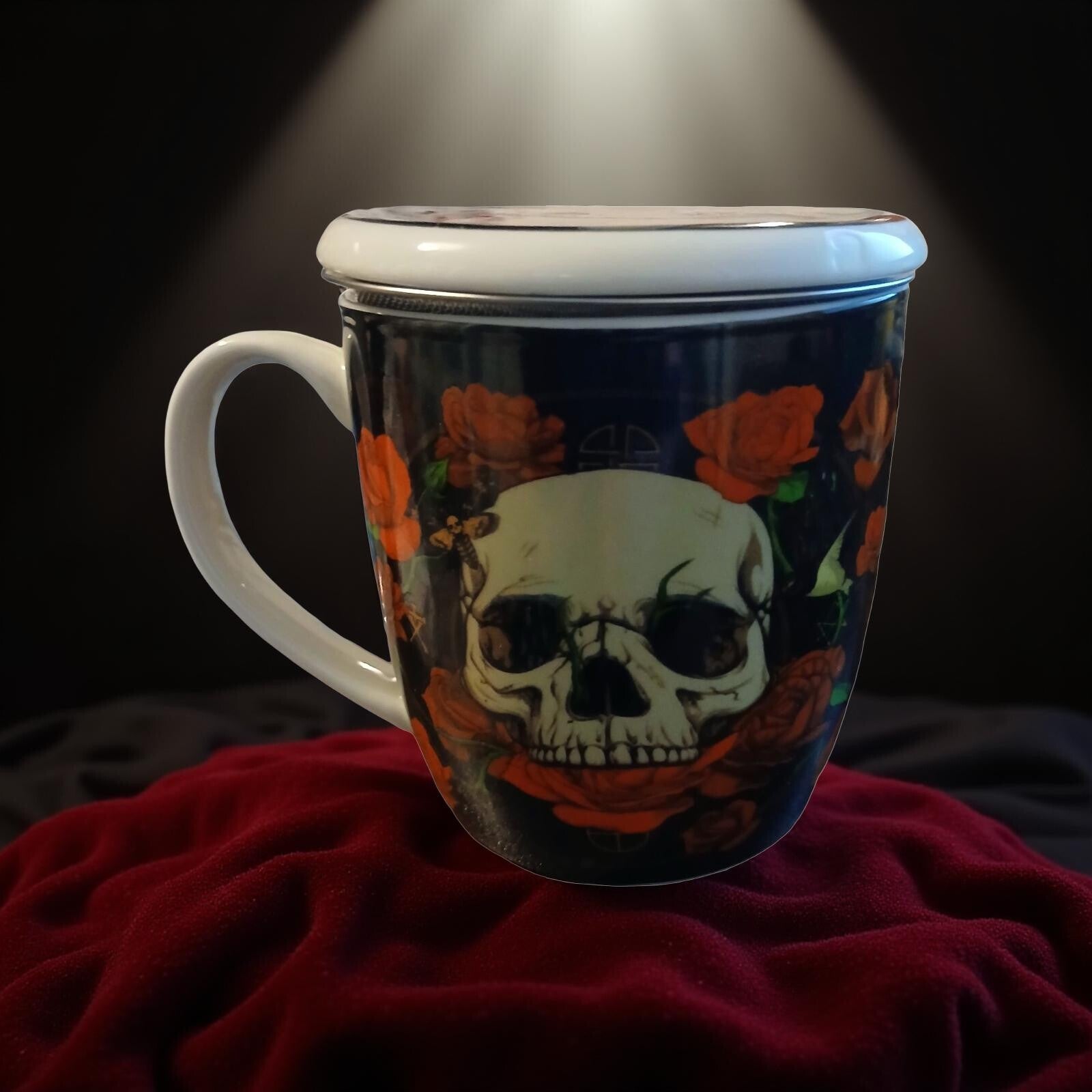 Skulls & Roses Ceramic Infuser Mug Gift Set with Twining's Herbal Teas