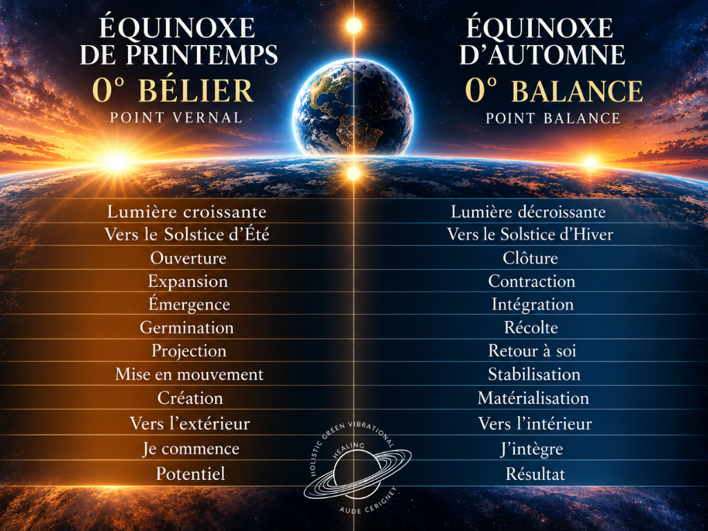 Équinoxe de Printemps et Équinoxe d’Automne  - un même équilibre, deux mouvements opposés. © Holistic Green Vibrational Healing 2026