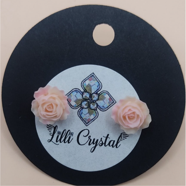 Różyczki beżowe ,kremowe na sztyfcie stal chirurgiczna