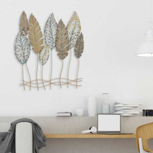 Pannello in ferro e legno FOGLIE 75x87 cm