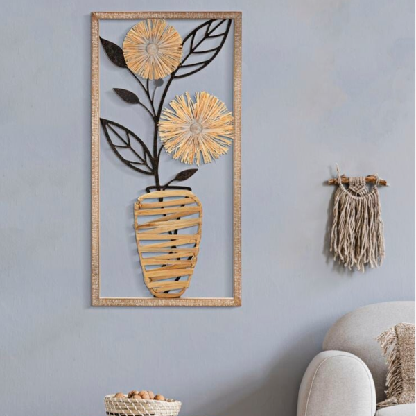 Pannello da muro in ferro e legno VASO 40x3,5x80 cm
