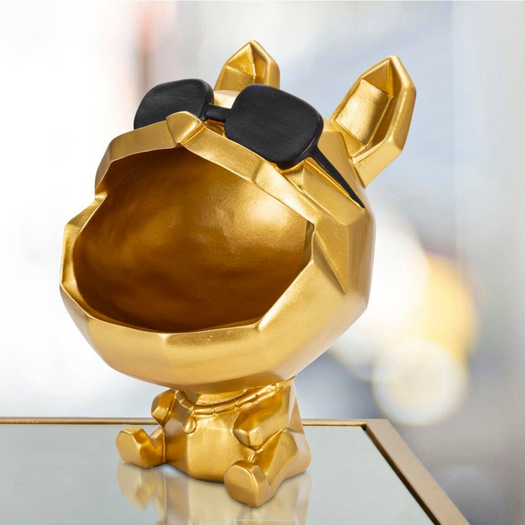 Svuotatasche BULLDOG in resina oro 17Xh23,5 cm