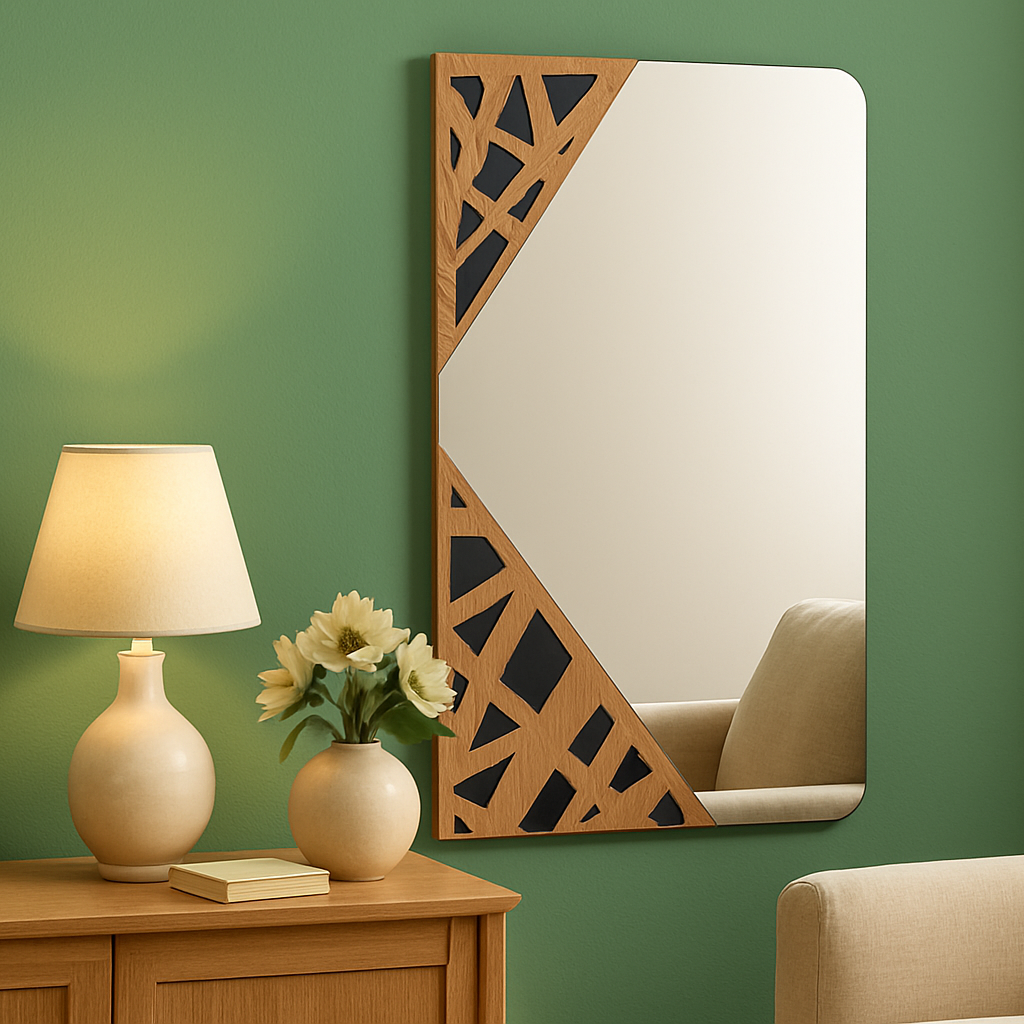 Specchiera di design in legno e vetro 50x90 cm