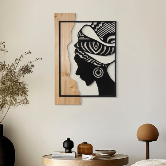 Pannello decorativo da muro TRIBAL in ferro e legno