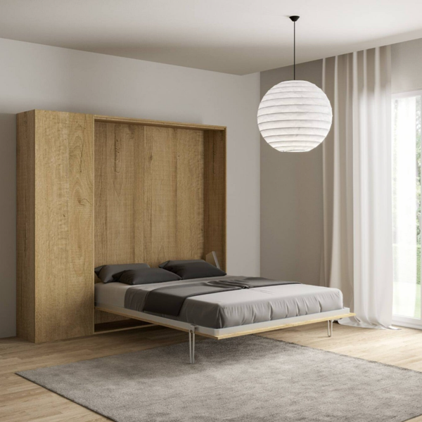 Letto matrimoniale a scomparsa con colonna contenitore