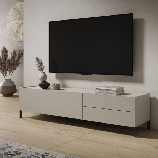 Porta TV 160 cm con 1 anta ribalta e 2 cassetti