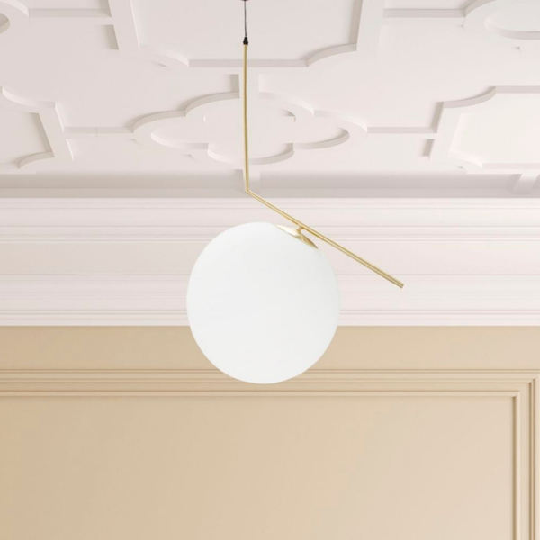 Lampadario moderno con bianco e oro – 30 x 100 cm