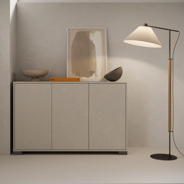 Madia 3 ante 130x40x83 cm cashmere o bianco lucido