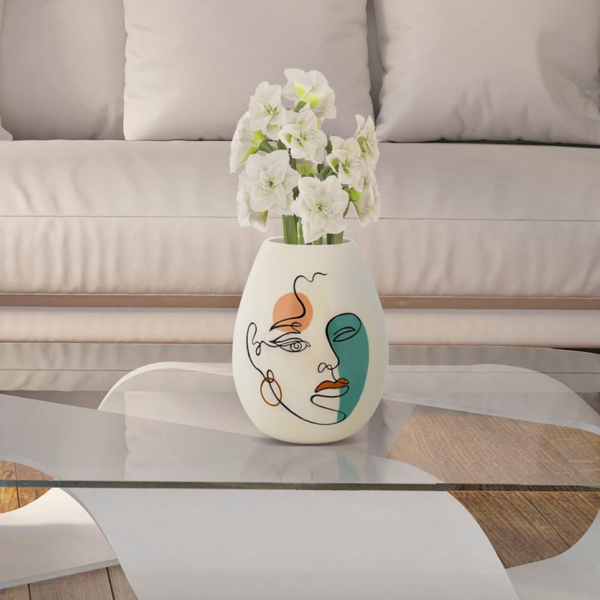 Vaso WOMAN_2  Ø 22,5Xh29 cm con disegno viso donna