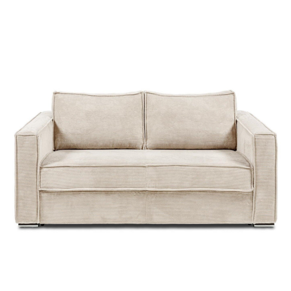 Divano letto in tessuto a coste beige L. 198