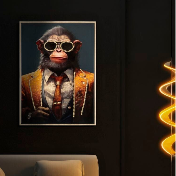 Stampa su tela laccata GORILLA BIZ con cornice