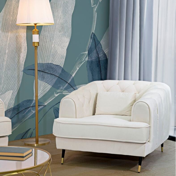 Poltrona ELEGANZA in tessuto imbottito capitonné crema