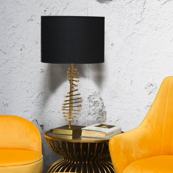 Lampada da tavolo LUXE con base oro e paralume nero