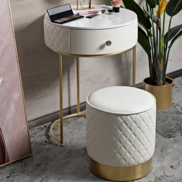 Comodino toletta con pouf SHARON cm Ø 52X70 - Ø 36X39