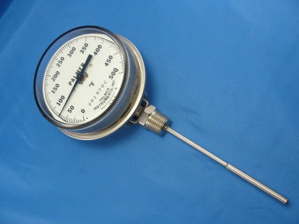 Palmer Instrument 1050 Temperature Gauge, 0-500 Deg F, ½ NPT, Any Angle Case