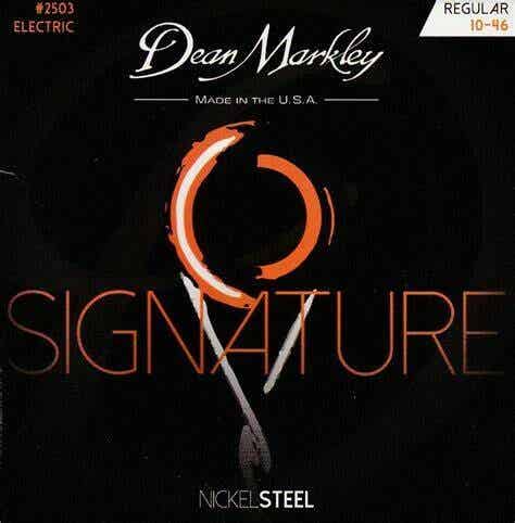 Dean Markley Electric Guitar Strings Nickel Steel Signature 6 String Set. Nickel Wound Guitar Strings Regular, Soft Electric Guitar Strings for a Superior Tone and Sustainability, 10-46, 2503 Regular Gauge