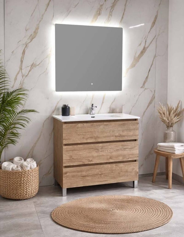 Mobile bagno con 3 cassettoni mod. Matilde base, lavabo e specchio LED Opzionale