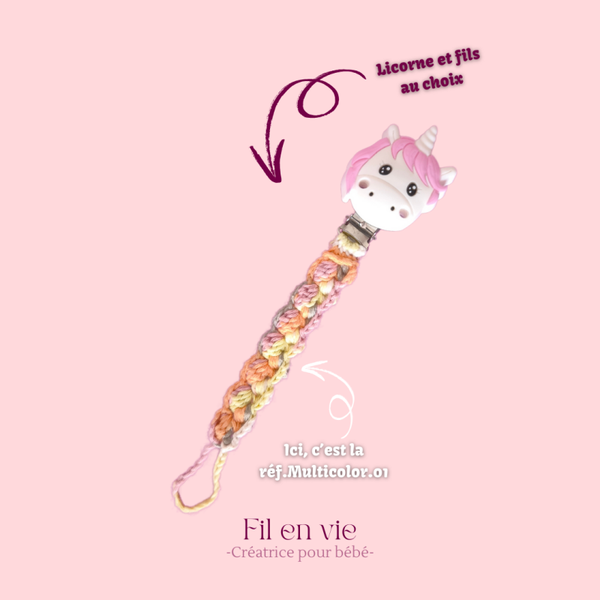 Attache-tétine clip Licorne