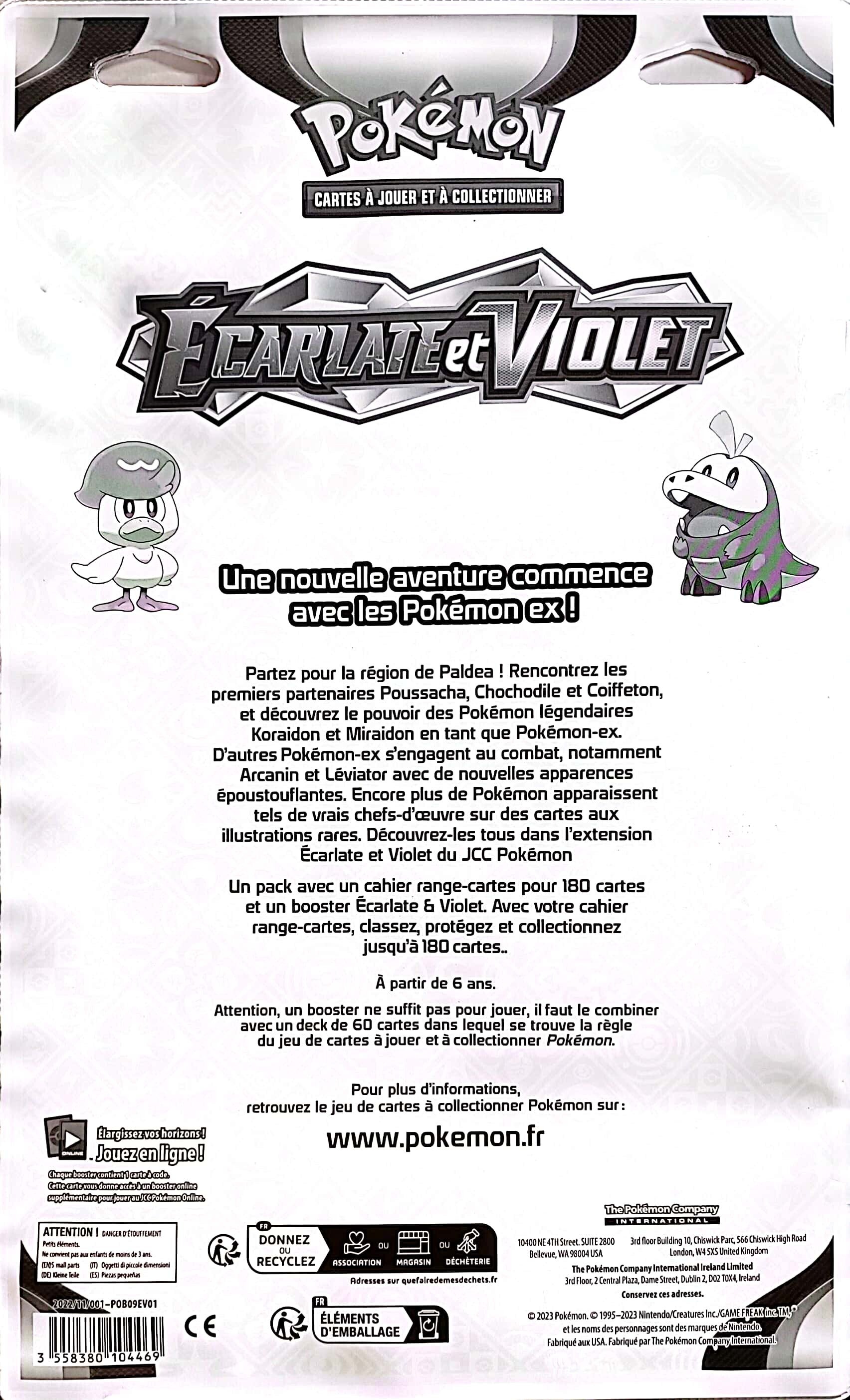 Pack Portfolio Pokémon Ecarlate Et Violet - Inclut Booster, 180 Cartes, Dès 6 Ans