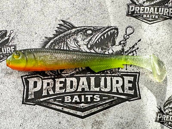 Predalure Baits - Paddle tail  12cm – Burnt Shiner UV Keltainen