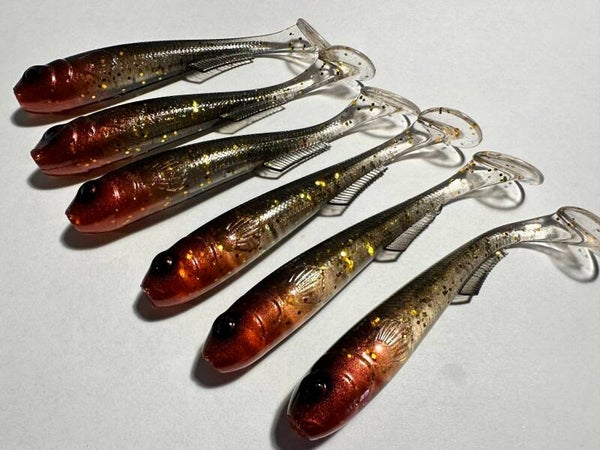 Predalure Baits - Paddle tail – Redhead Gold Dust 7 cm (Extra Soft)