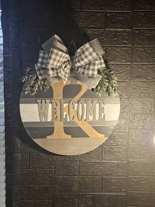 Personalized Monogram Welcome Wood Sign