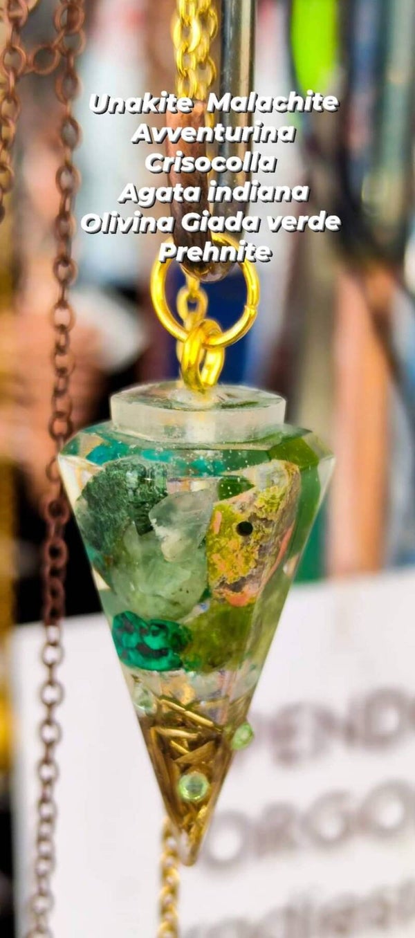 Pendolo Unakite Malachite Avventurina Giada verde Agata indiana Olivina Prehnite Crisocolla