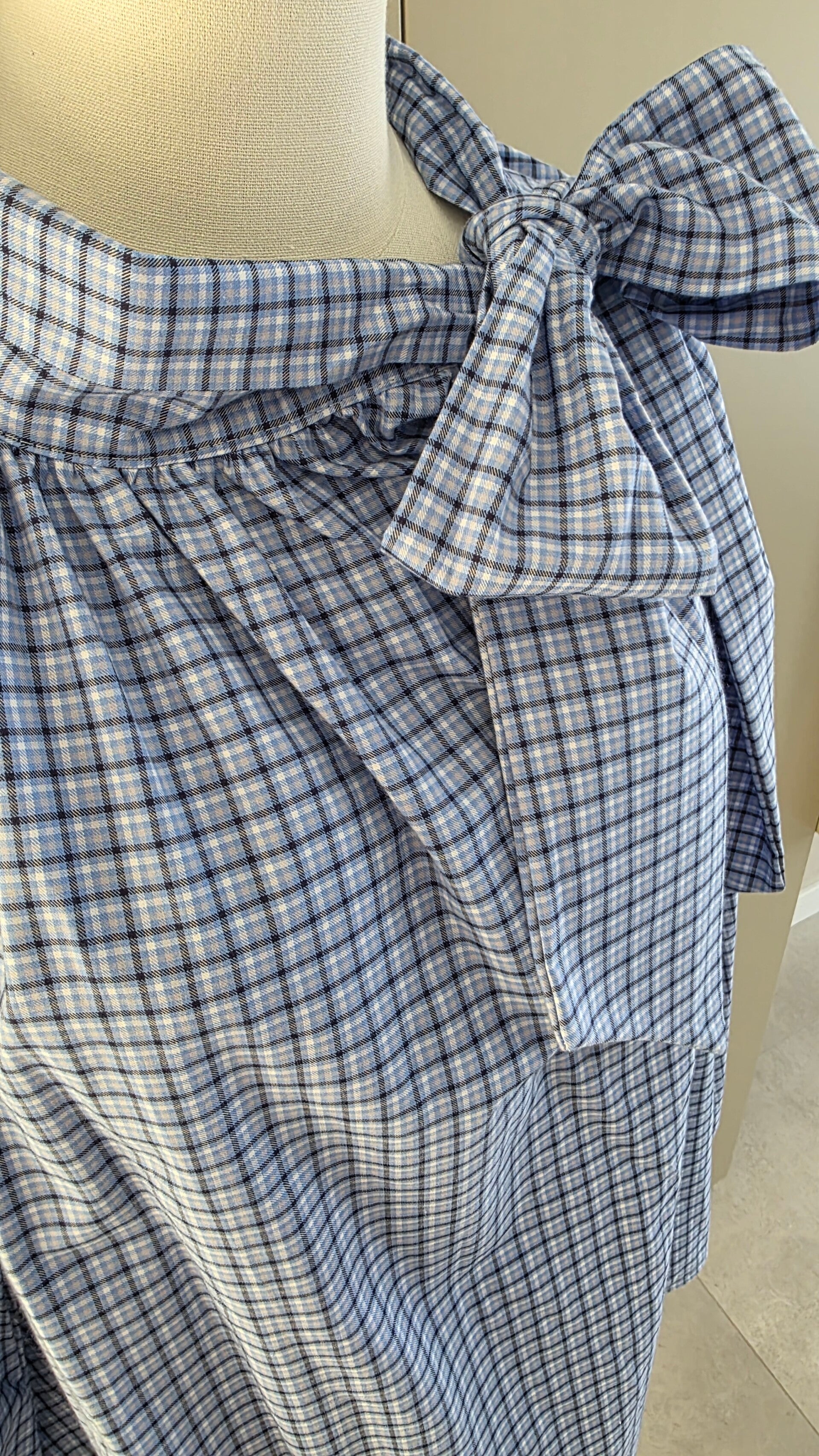 Schluppenbluse kariert-100% Baumwolle