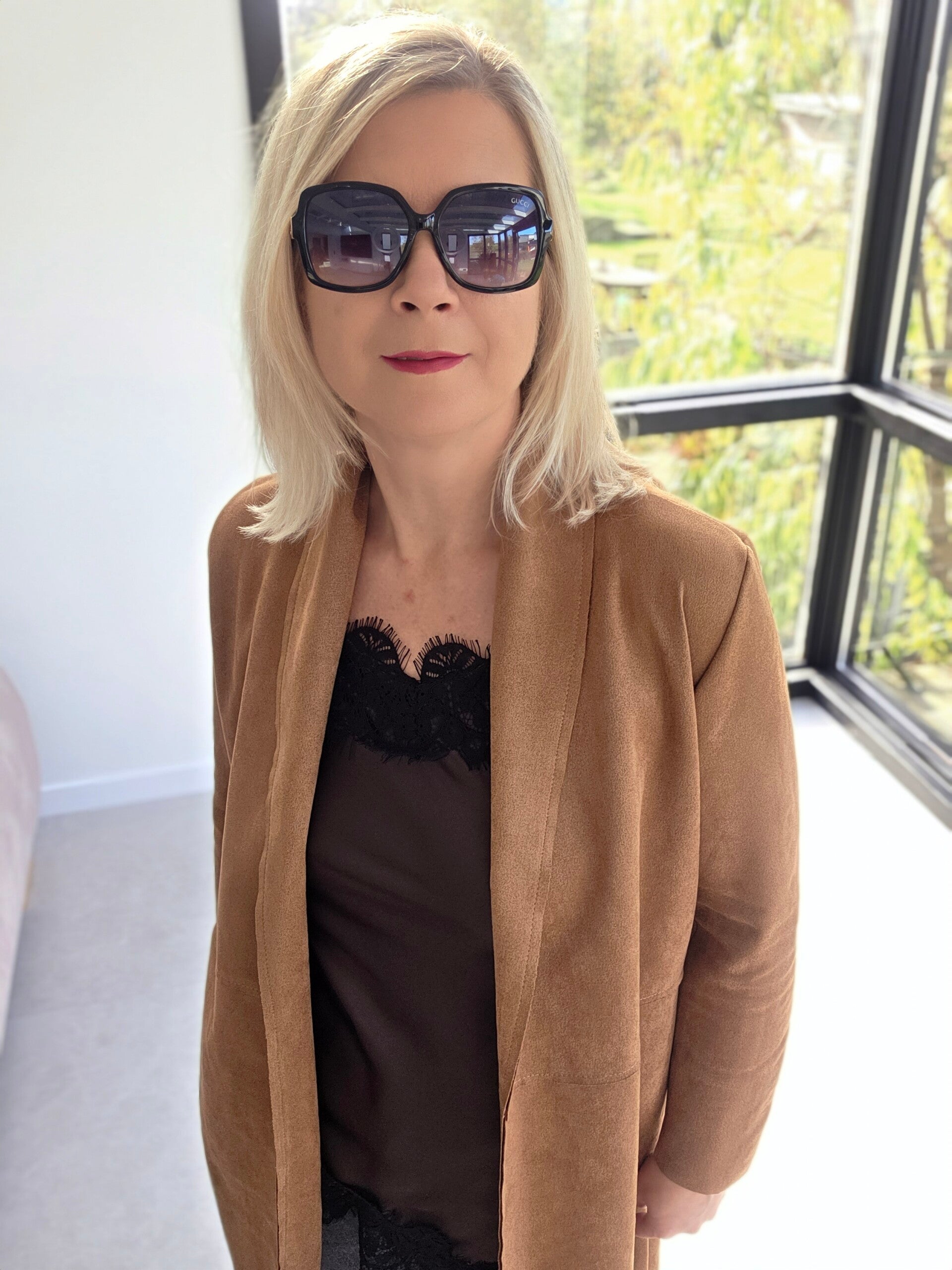 Jacke in Velours-Optik – Camel