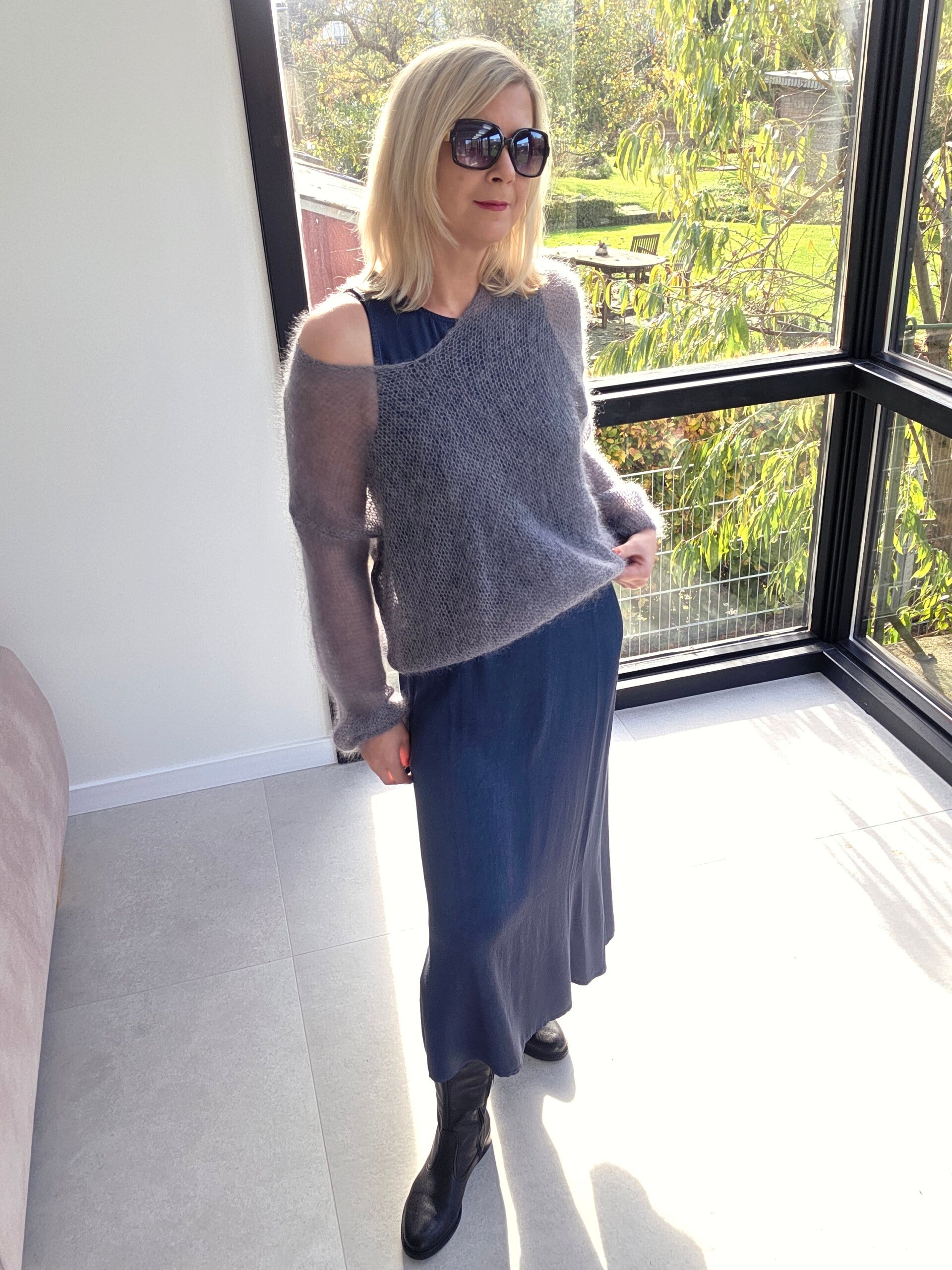 Maxikleid ohne Ärmel mit Seide