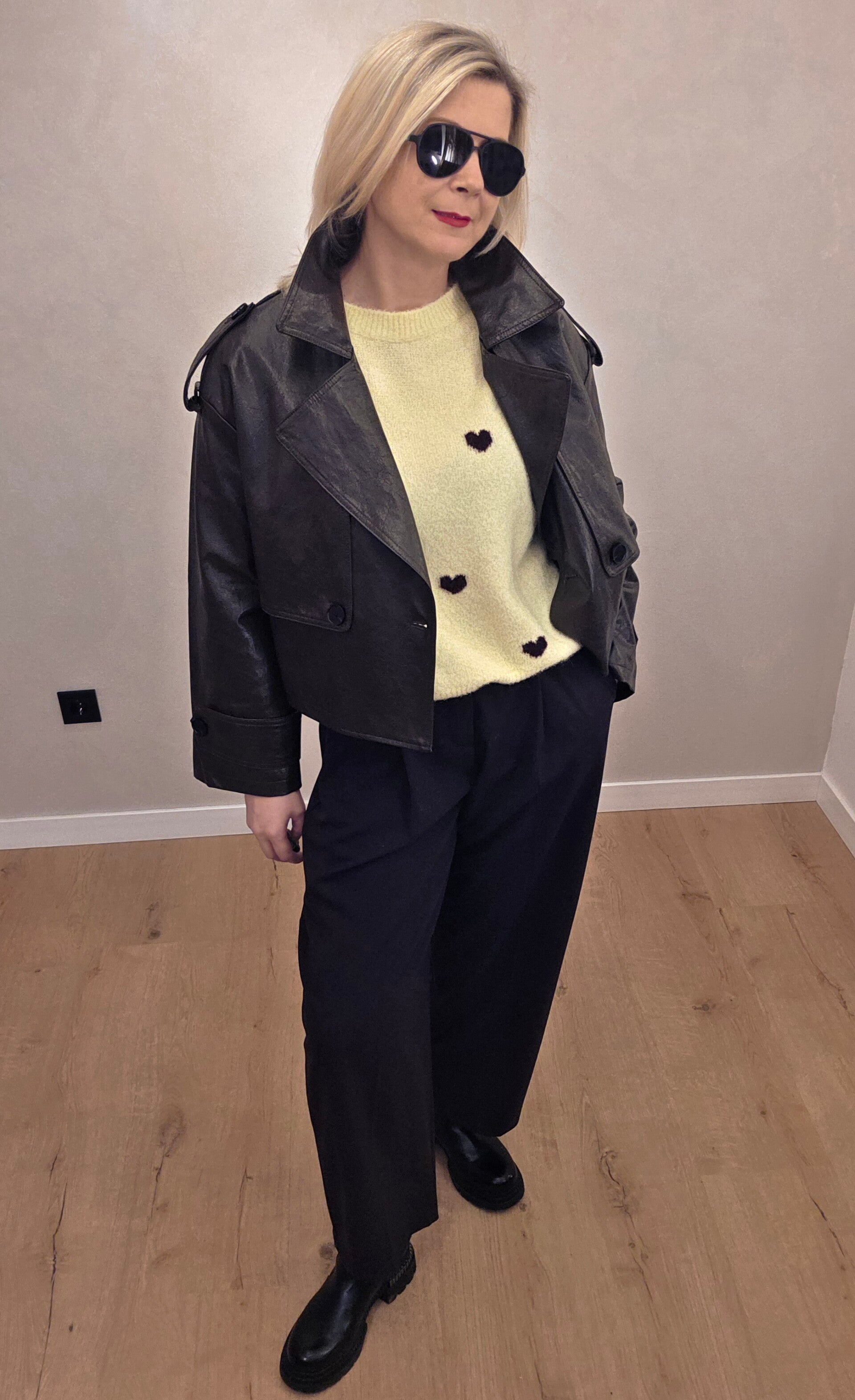 Jacke – Oversized Look, Imitation Leder