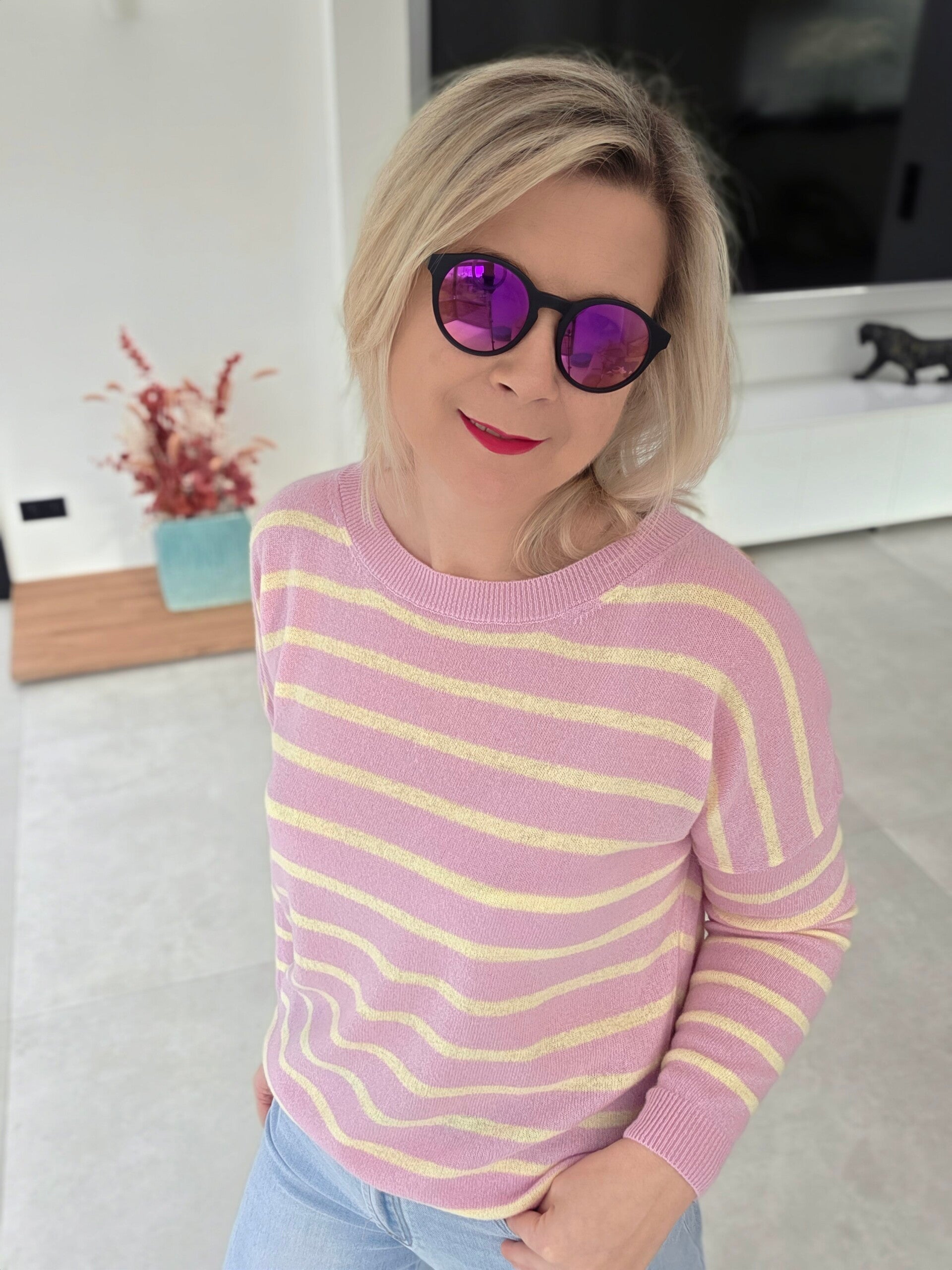 Exklusiver Streifen-Pullover aus 100 % Merinowolle