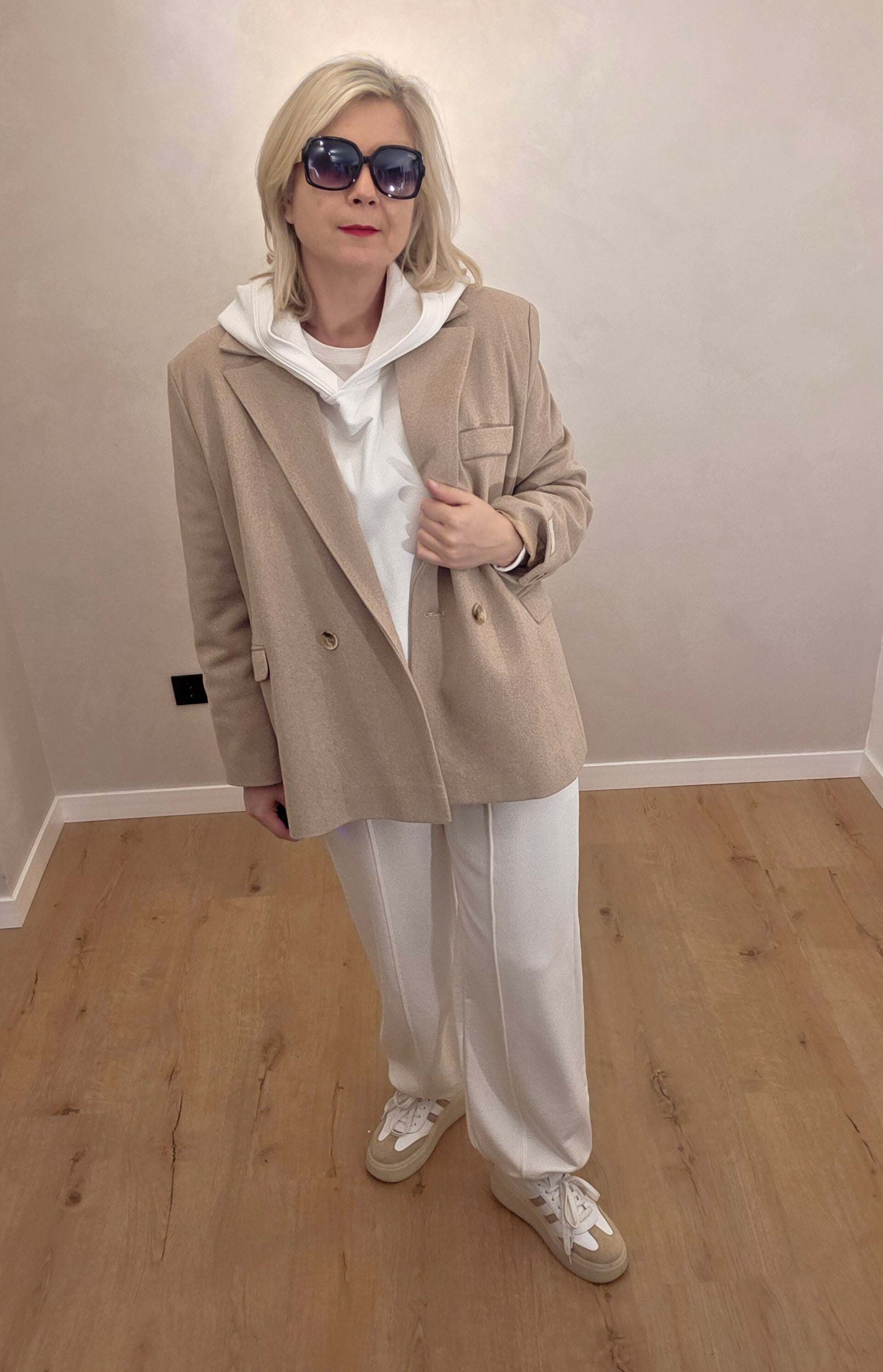 Oversize-blazer im fischgrät – warm mit wollanteil