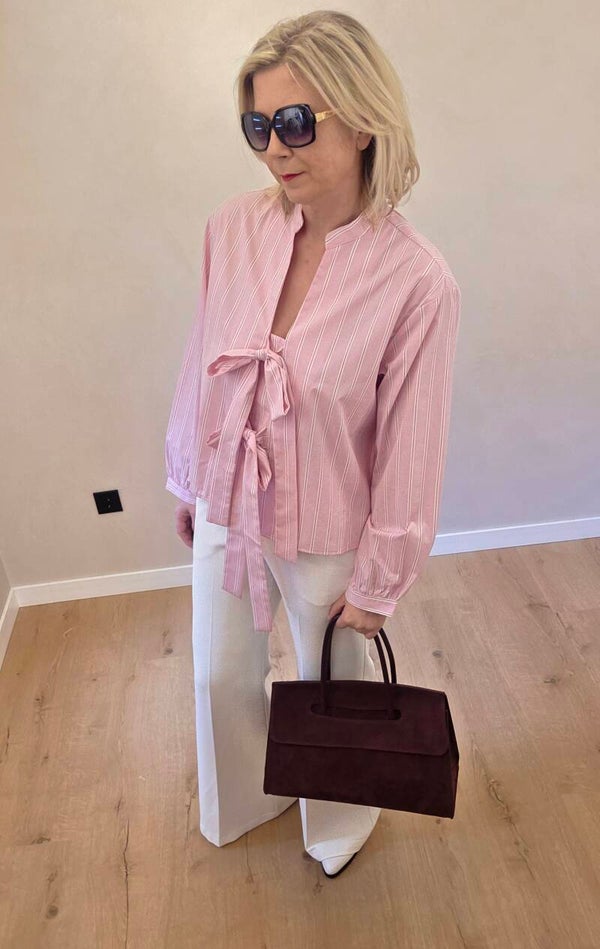 Bluse mit feinen Streifen – Oversize