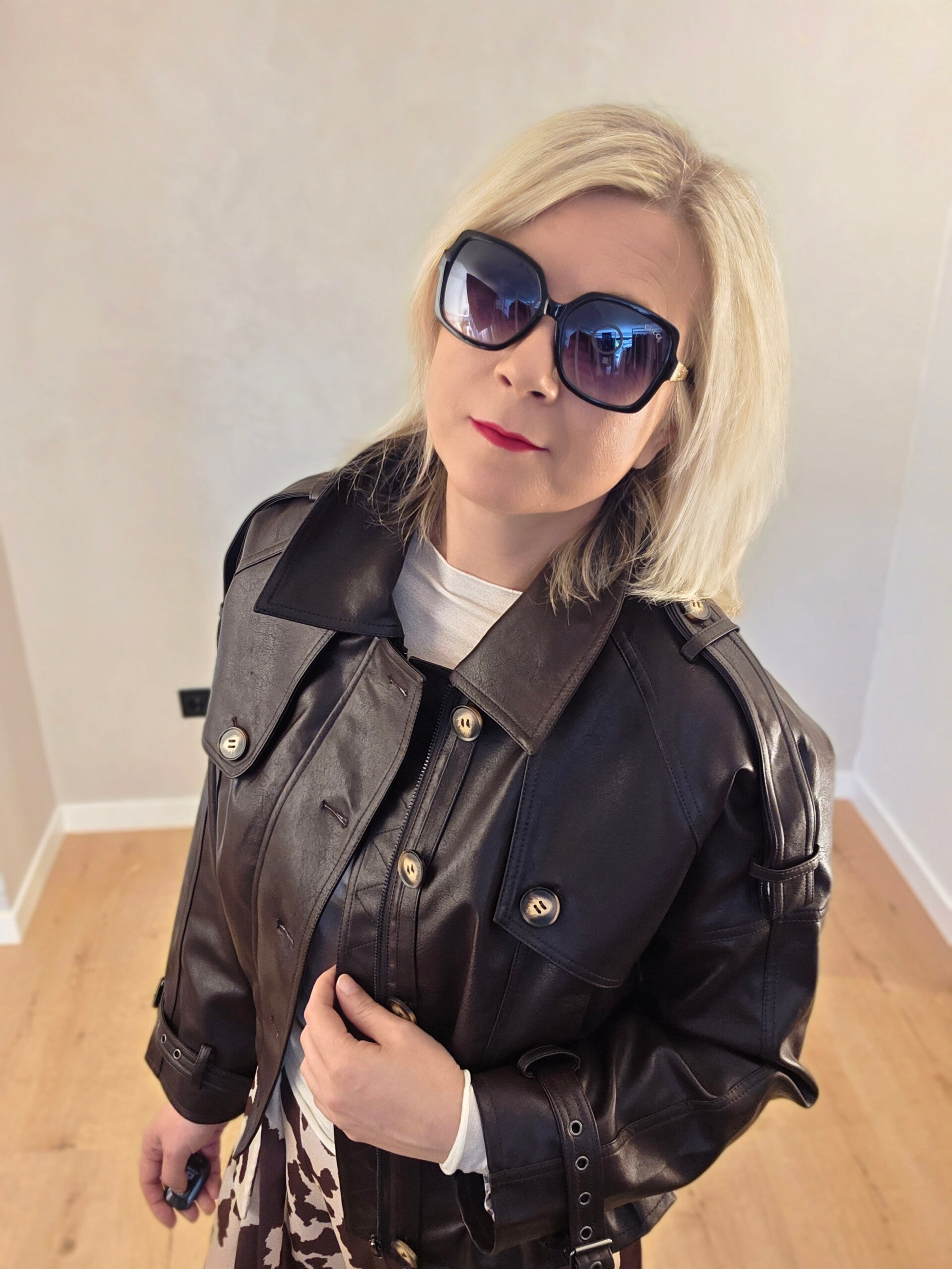 Kunstlederjacke – Schwarz & Braun