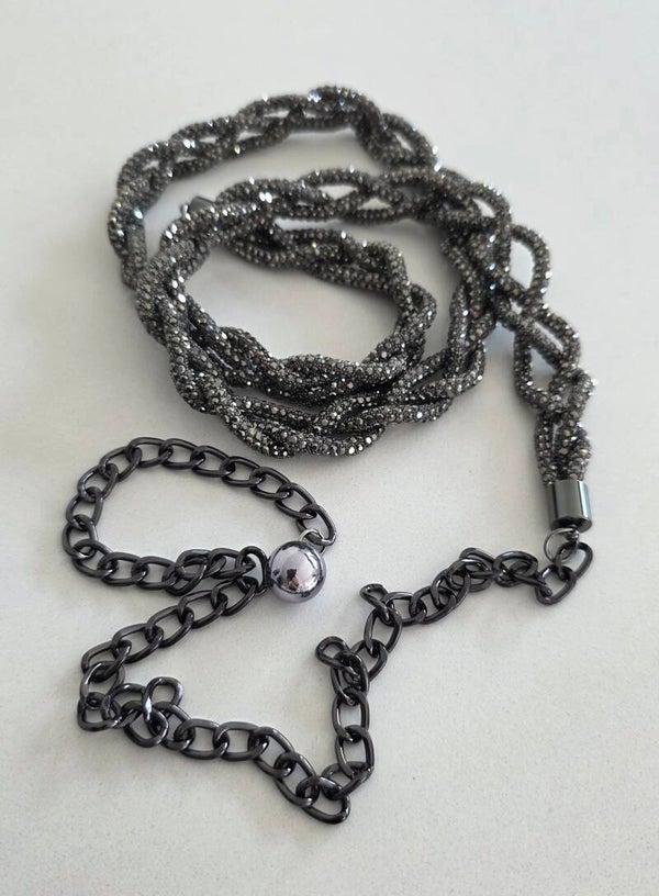 Strass-Gürtel mit Kette – 3 Farben