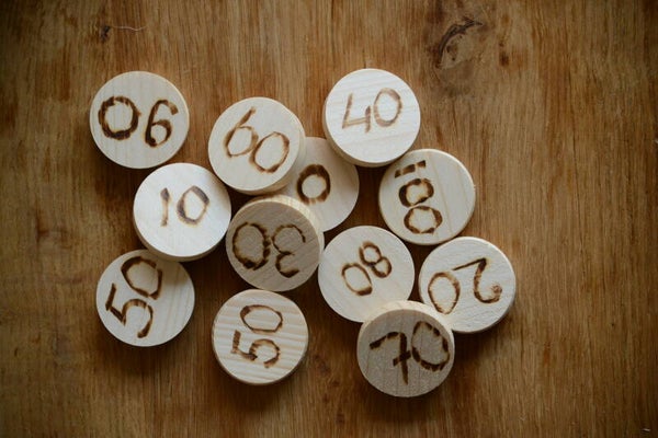 Houten schijven tientallen 0 - 100