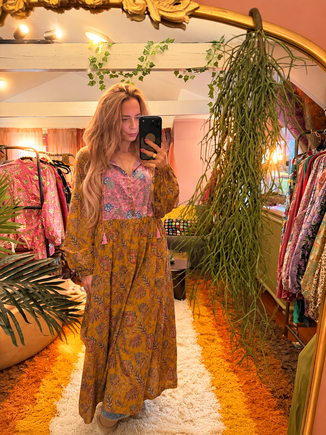 *Midi Blockprint Dress.