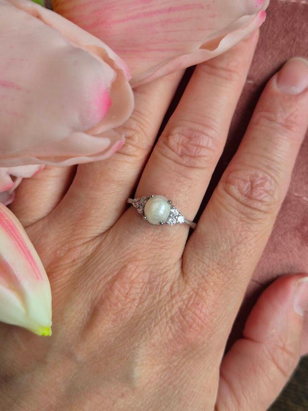 Ring ovaal 7x9mm met zirkoniasteentjes roestvrijstaal