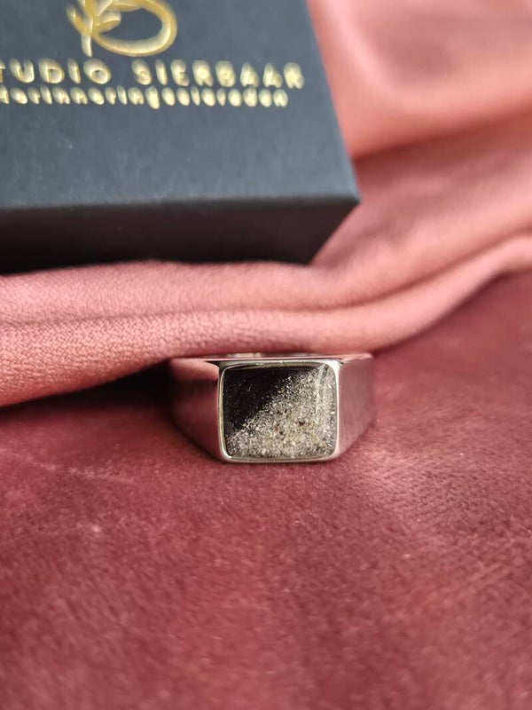 Heren ring roestvrijstaal rechthoek maat 9x11mm