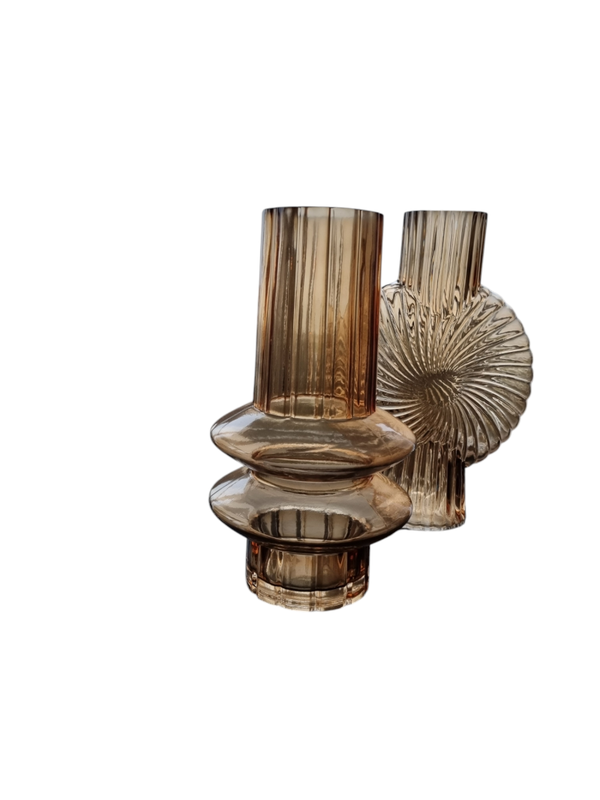 Bloemenvaas glas bruin