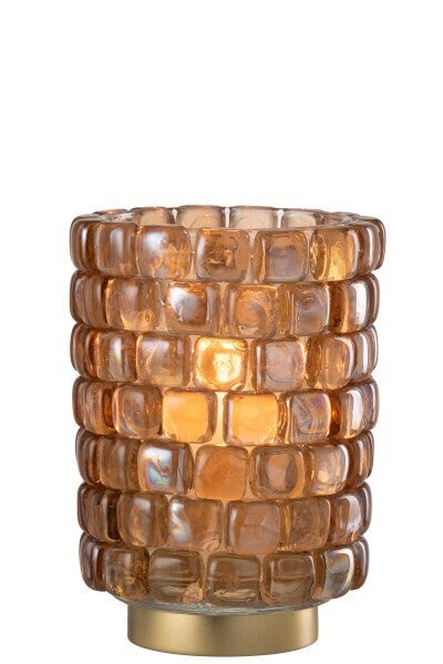 Theelicht vierkant Mozaiek glas Cognac large