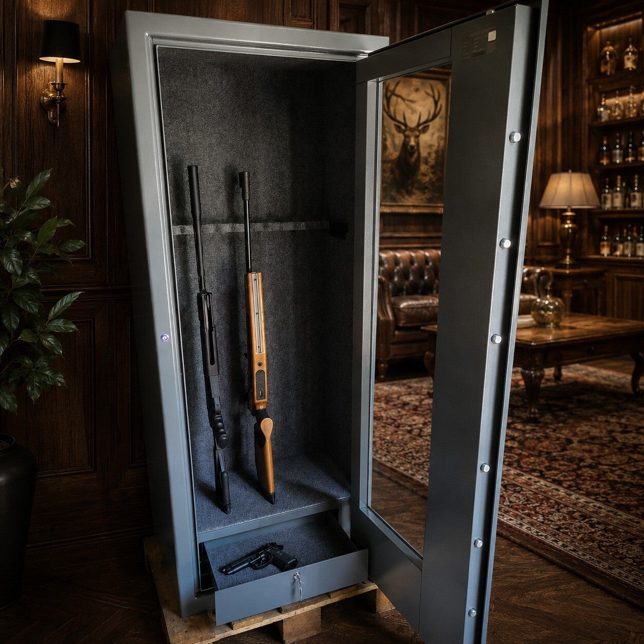 PantzerGlass Vitrum Safe – Luksusowa szafa na broń klasy S2 z kuloodporną szybą
