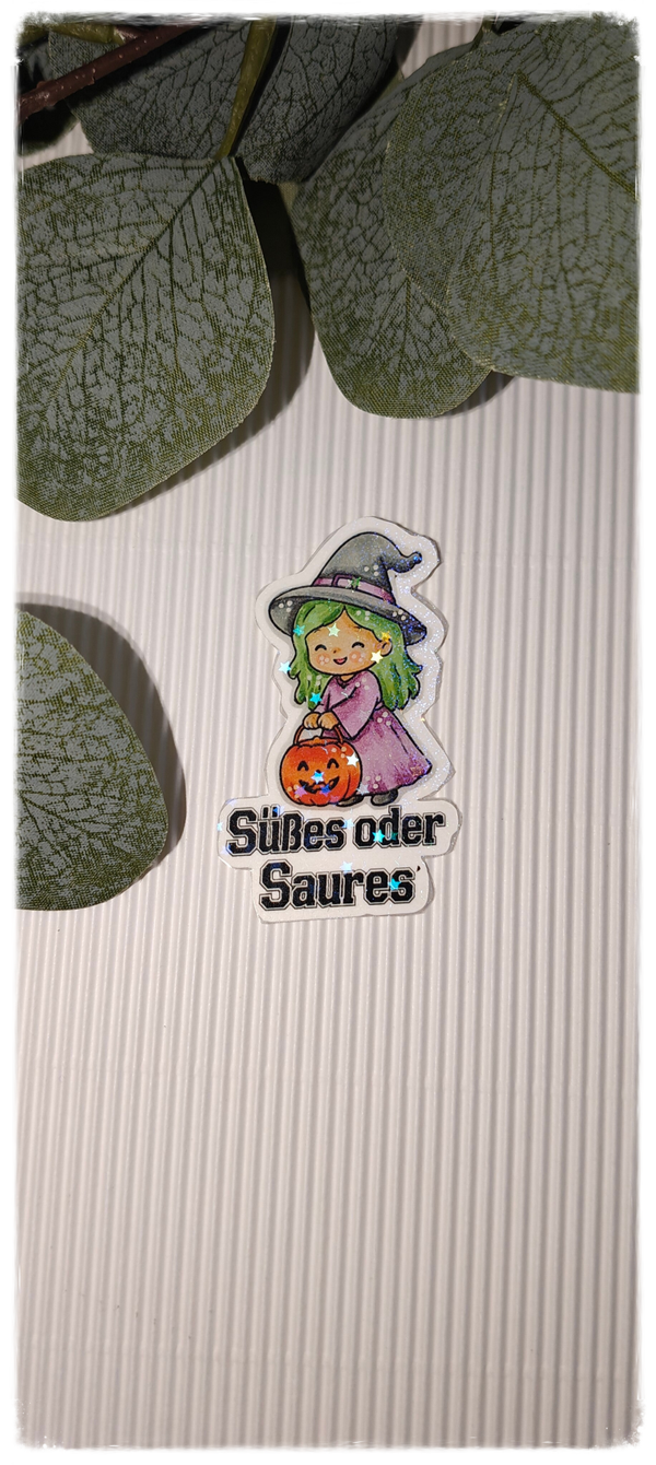 Hexe mit Kürbis links