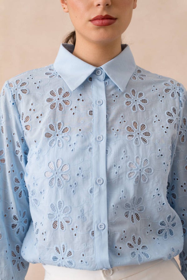 Cotton -plated embroidered shirt