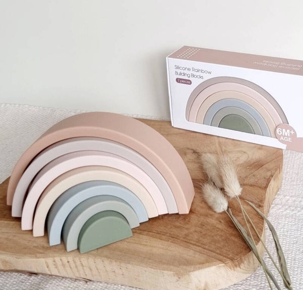 siliconen sensorisch stapelspeelgoed regenboog - aarde