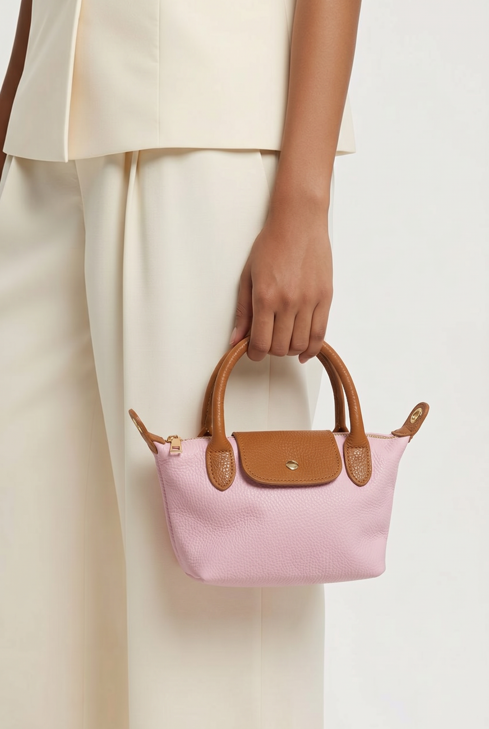 Handtas leder klein roze